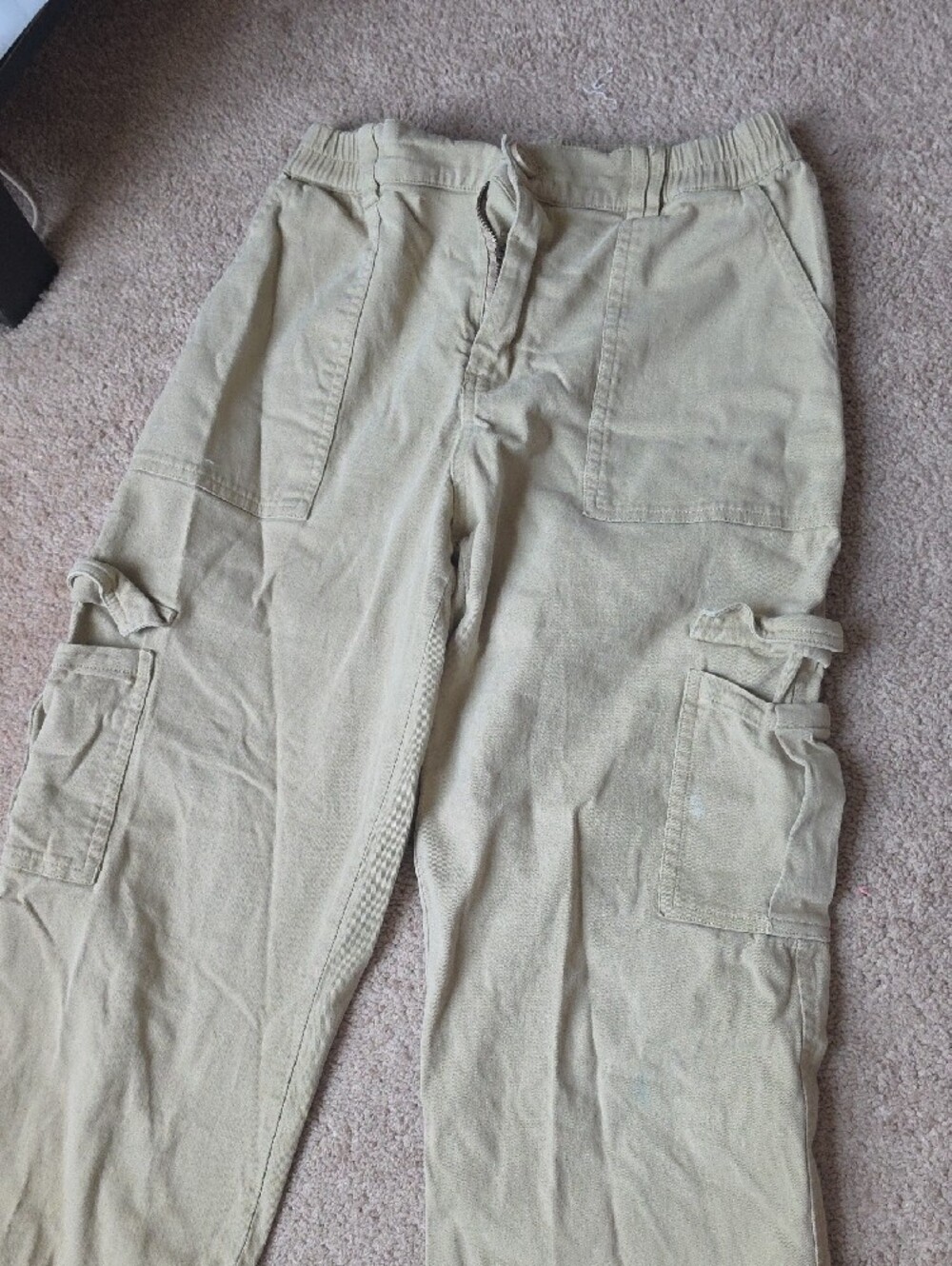 Women's Casual Elastic-Waist Tan Pants-School Uniform - Picture 4 of 7